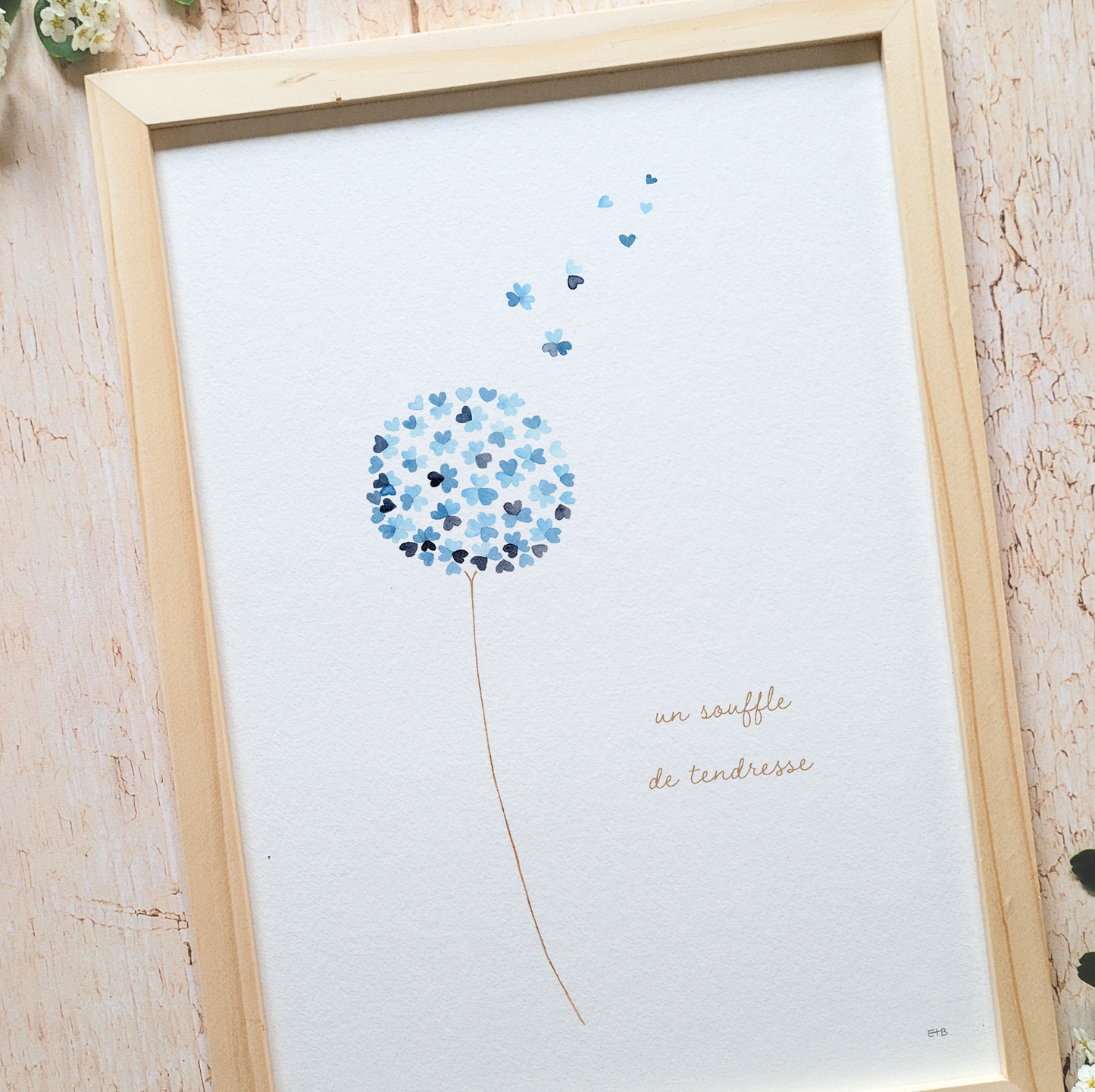 Affiche florale aquarelle · "Un souffle de tendresse" · Texte personnalisable