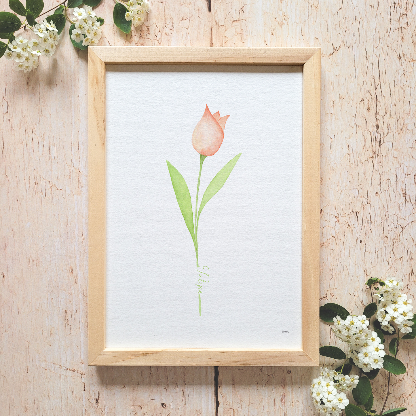 Affiche florale aquarelle · "La tulipe" · Texte personnalisable