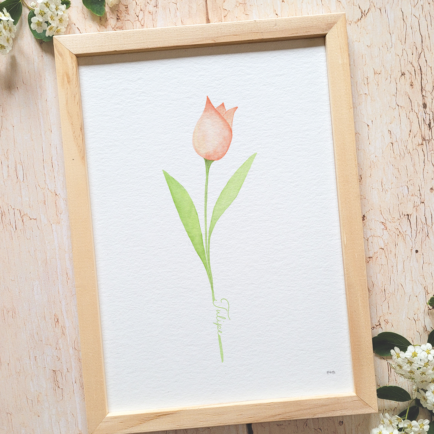 Affiche florale aquarelle · "La tulipe" · Texte personnalisable