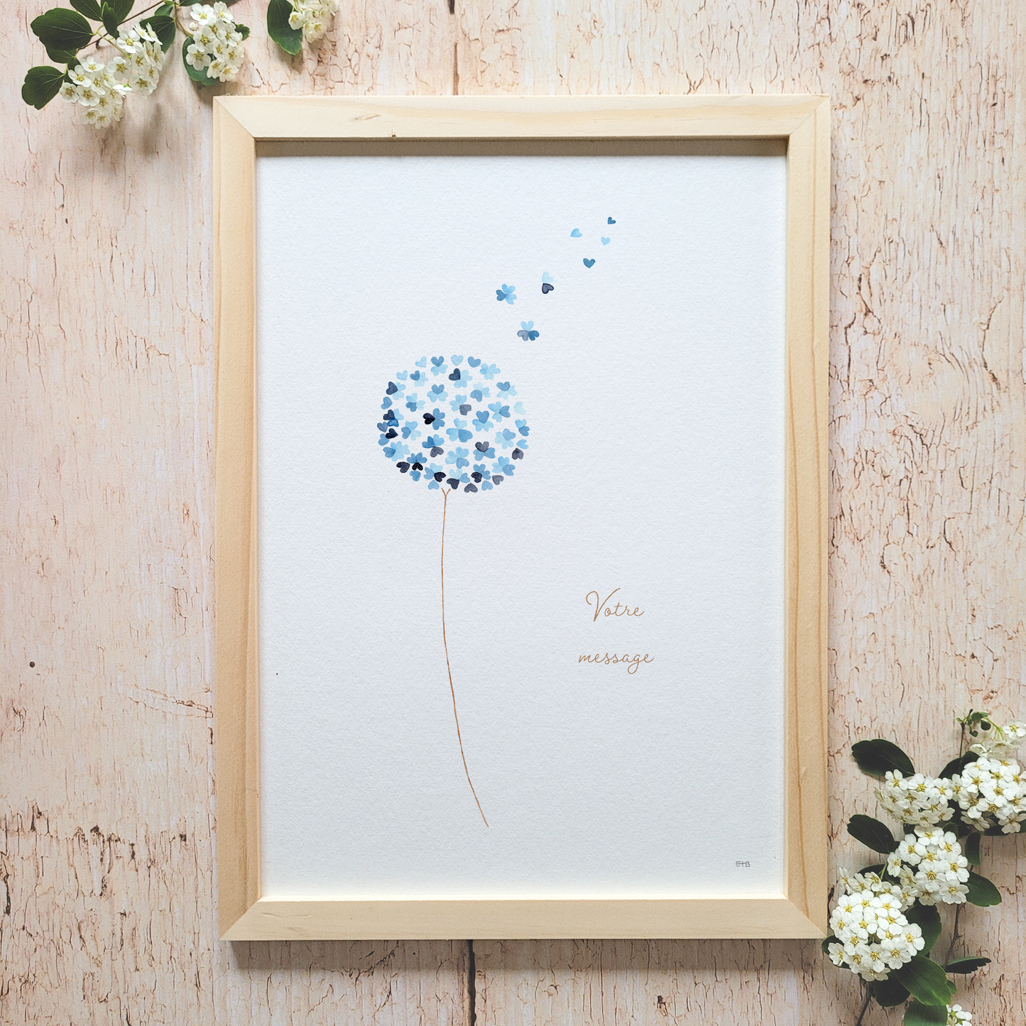 Affiche florale aquarelle · "Un souffle de tendresse" · Texte personnalisable