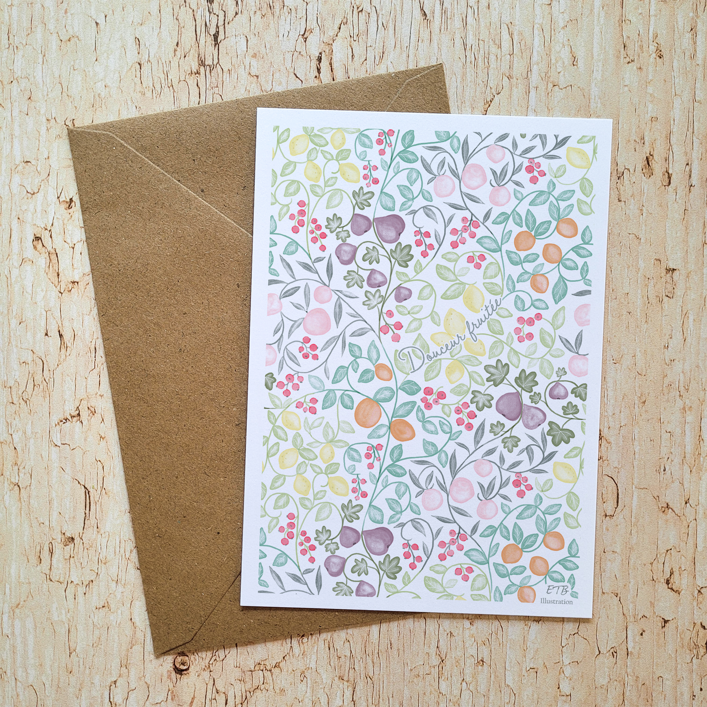 Carte de vœux · "Sous les arbres fruitiers" · Douceur fruitée