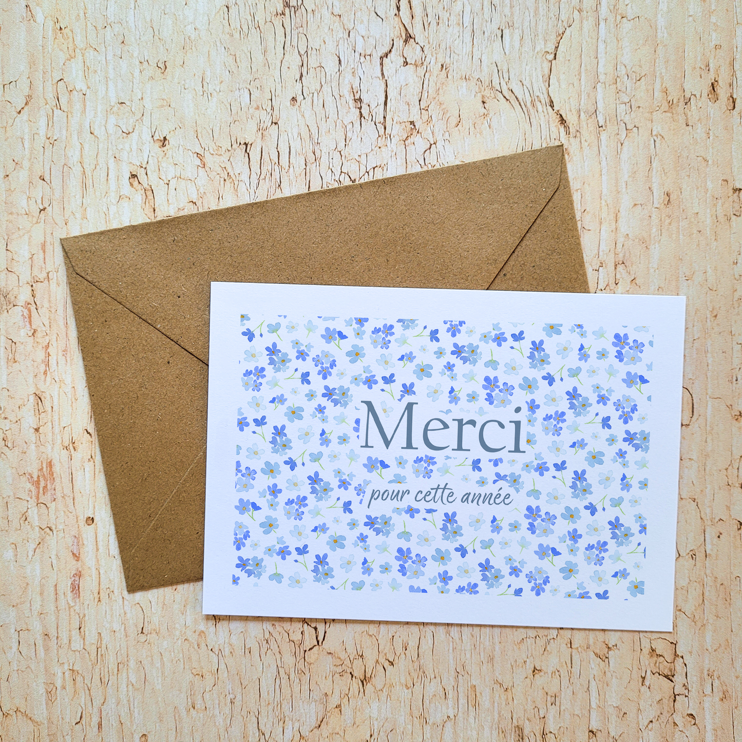 Carte de vœux · "Liberty myosotis" · Merci pour cette année