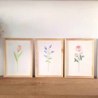 Affiche florale aquarelle · "La tulipe" · Texte personnalisable