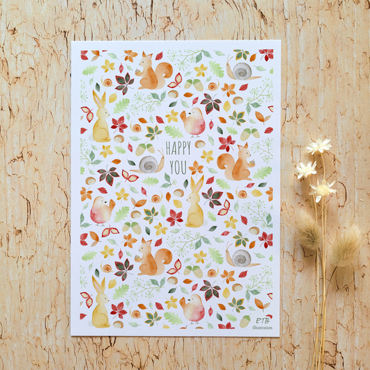 Carte de vœux · "En automne" · Happy you