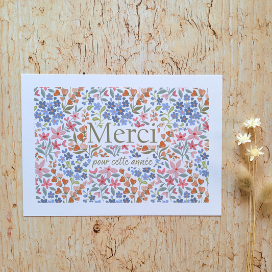 Carte de vœux · "Eclat de fleur" · Merci pour cette année