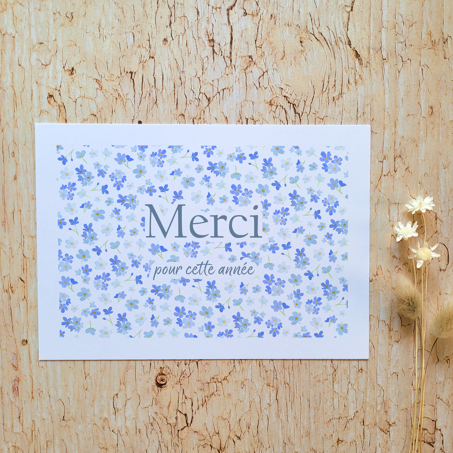 Carte de vœux · "Liberty myosotis" · Merci pour cette année