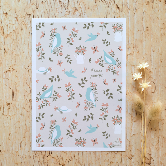 Carte de vœux · "Instants au jardin" · Pensée pour toi