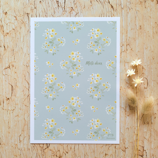 Carte de vœux · "Douceur du printemps" · Mots doux
